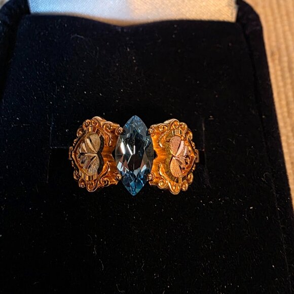 Avon Black Hills Gold Genuine Blue Topaz Ring - Picture 1 of 8